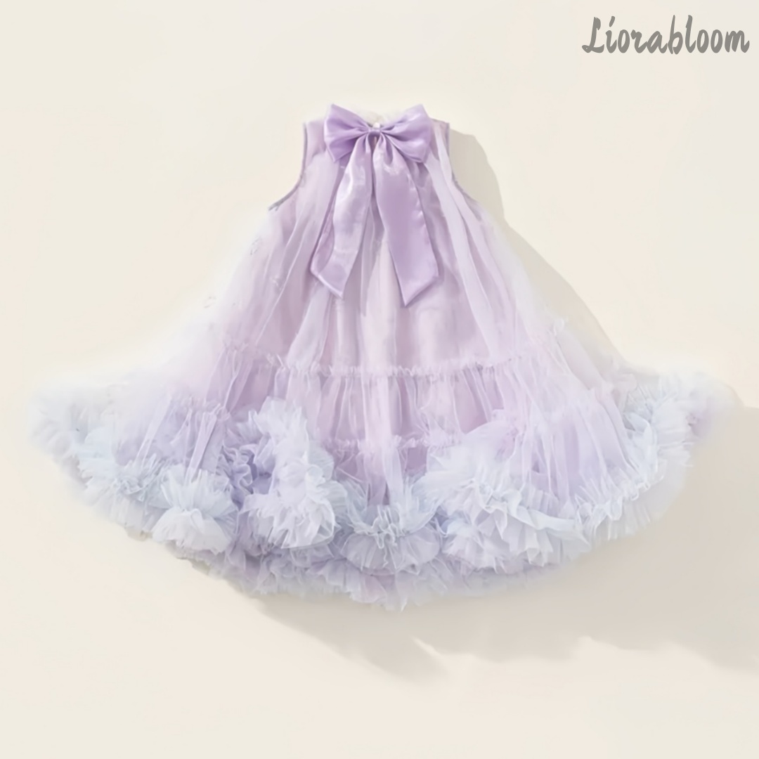 Women Formal Wear For Party - パープル エブリデイ プリンセスドレス フォーマルガウン レース裾 リボンアクセント