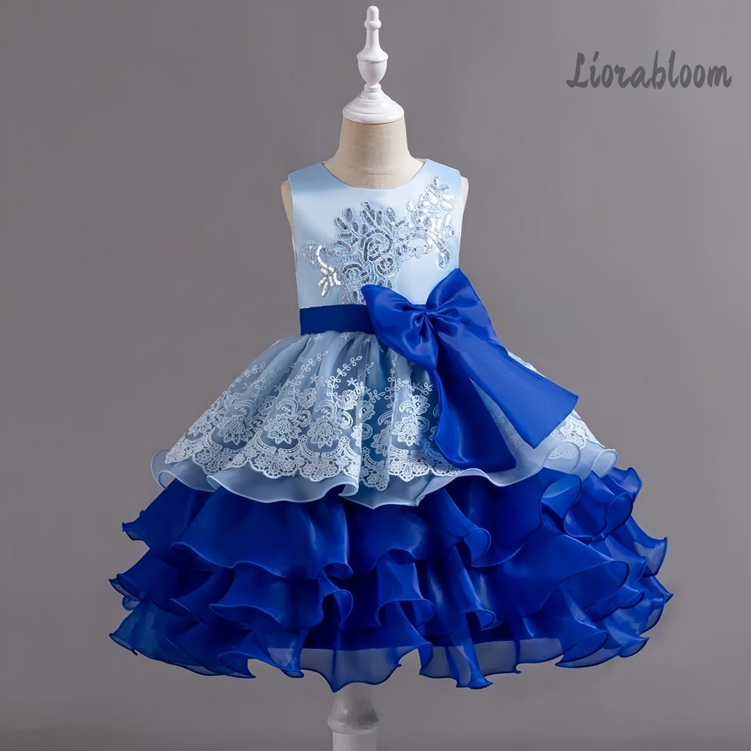 Women Formal Wear For Party - 女の子用ドレス 大きなリボン付き ノースリーブフォーマルガウン マルチカラー フラワーガール衣装 パーティードレス