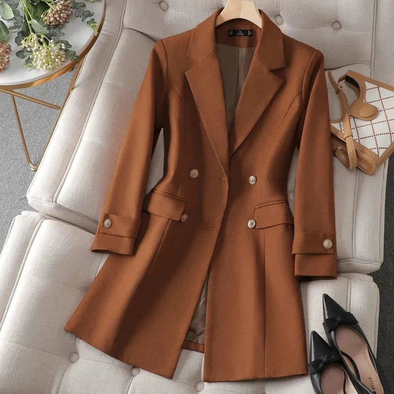 Women Formal Wear Winter - レディースロングジャケット,フォーマルジャケット,レディースアウター,ビジネスウェア,カーキ,コーヒー,ブラック,オフィス,秋冬