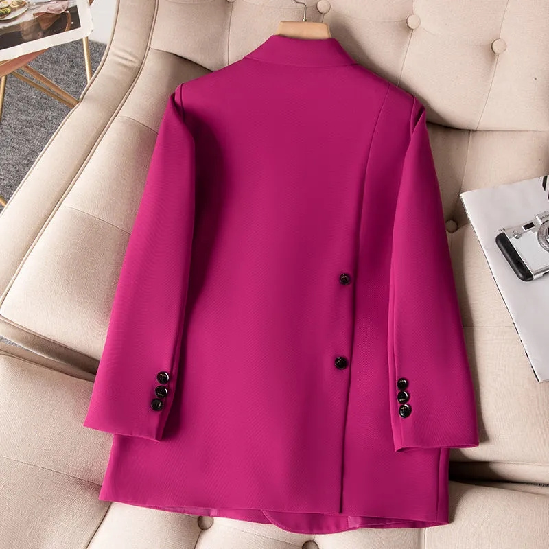 Women Formal Wear Winter - 女性のためのフォーマルなブレザー,新しいピンクの黒の女性の長袖,ダブルブレストのビジネスウェア,ジャケット,2023