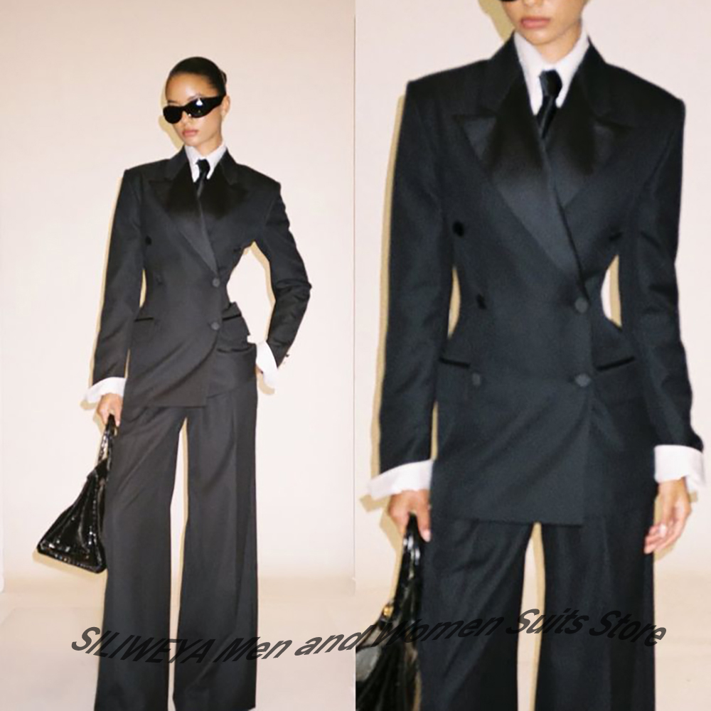 プロフェッショナルな女性のための黒のダブルブレストスーツ、ス - Women Formal Wear Outfits のレビューと価格