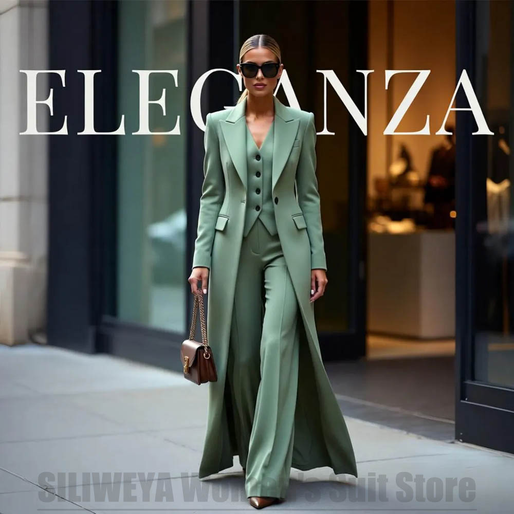シックなレディーススーツ3点セット、ピークドラペル、ワンボタ - Women Formal Wear For Party のレビューと価格