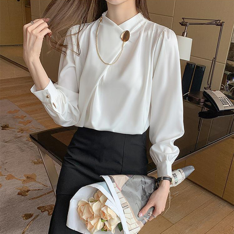 無地エレガント長袖ワークウェアシャツ女性ファッションイレギュ - Women Formal Wear Winter のレビューと価格