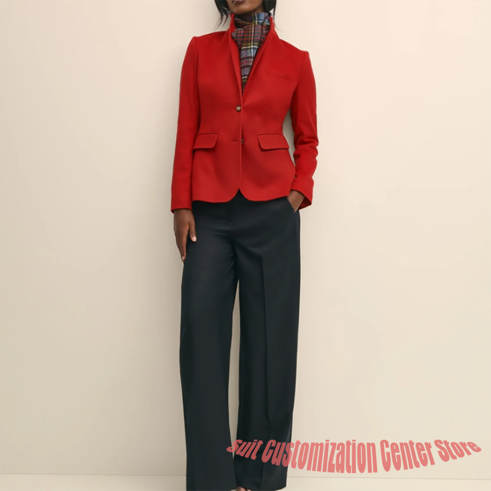 レディース ネイビー ウール服 シングルブレスト ツーピース - Women Formal Wear Outfits のレビューと価格