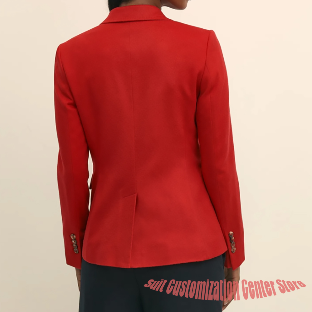 レディース ネイビー ウール服 シングルブレスト ツーピース - Women Formal Wear Outfits のレビューと価格
