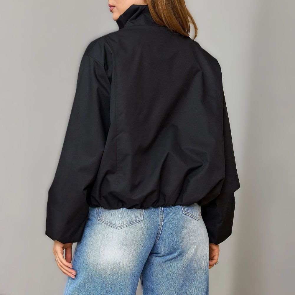 レディースカジュアルスタンドカラージャケット、ドロップショル - Women Formal Wear Winter のレビューと価格