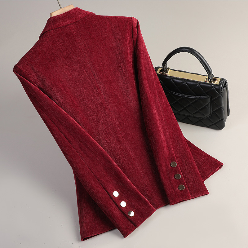 イエローゴールドベルベットブレザー女性秋冬カジュアルスーツフ - Women Formal Wear Winter のレビューと価格