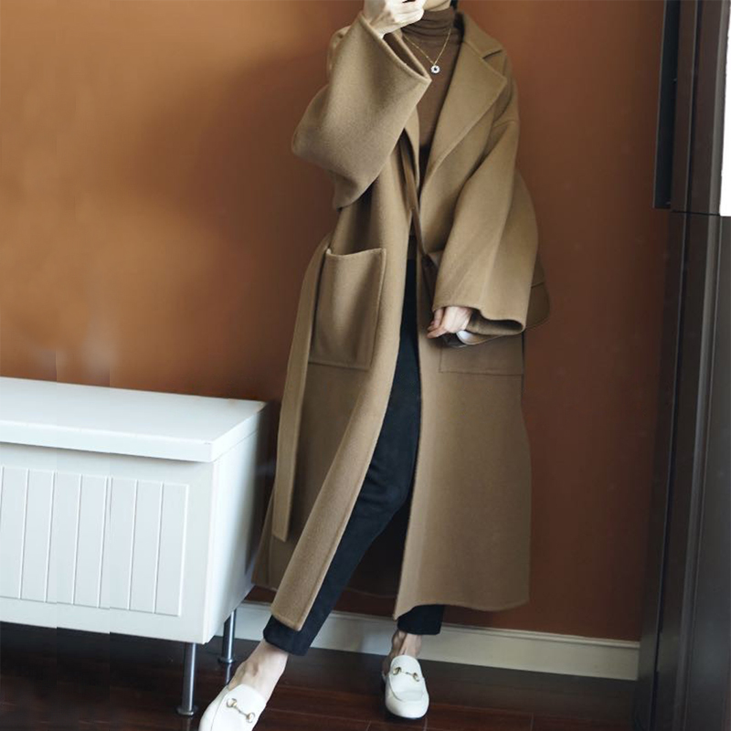 エレガントなレディースロングコート、100％純毛、両面着用可 - Women Formal Wear Winter のレビューと価格