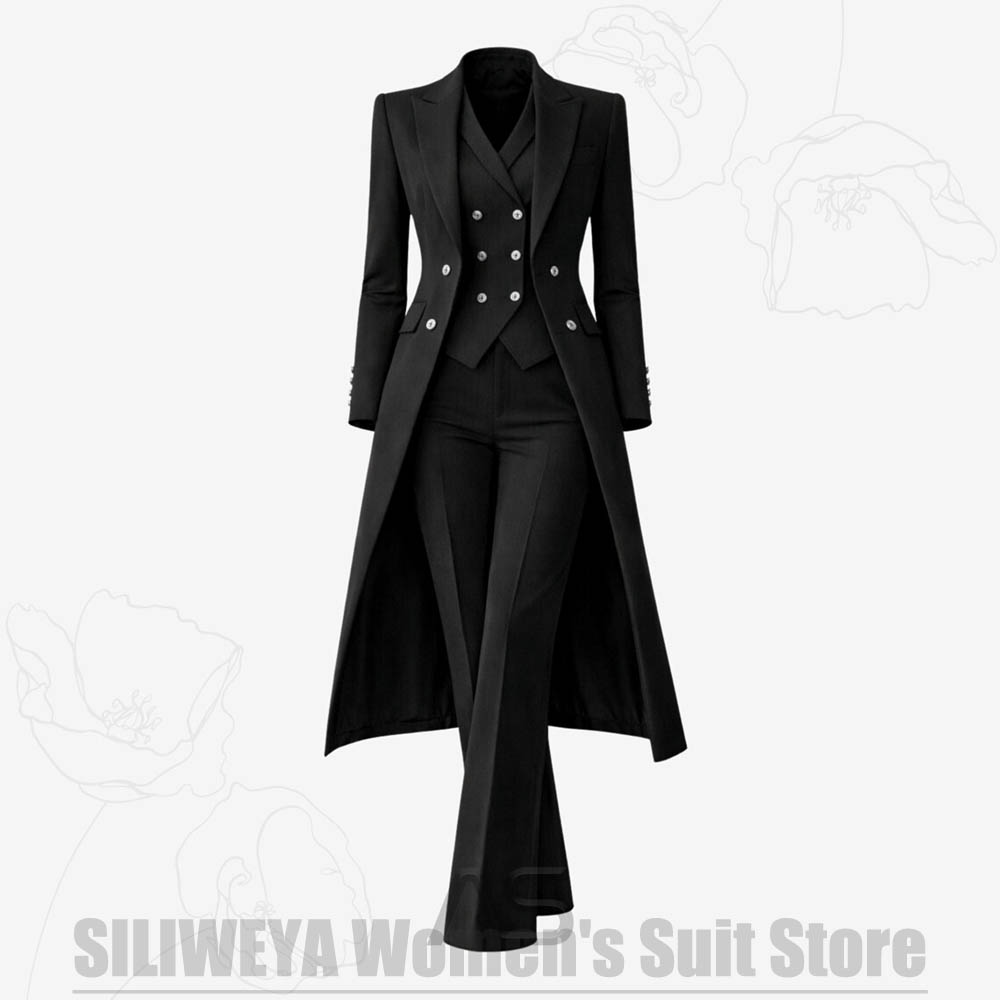 レディーススーツ 3ピース ダブルブレスト ロングコート ベ - Women Formal Wear For Party のレビューと価格