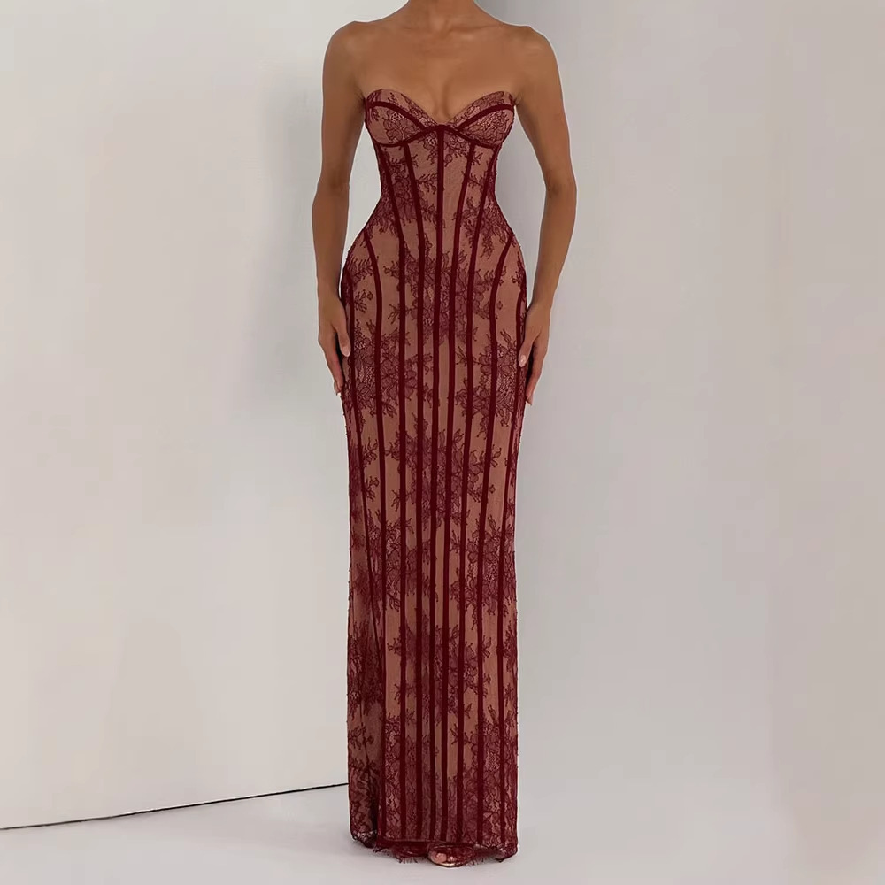 ストラップレスボディコンマキシドレス レディース 2026  - Women Formal Wear For Party のレビューと価格