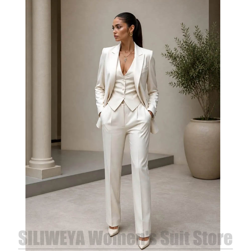 女性 3 ピーススーツセットブレザーベストパンツエレガントフ - Women Formal Wear For Party のレビューと価格