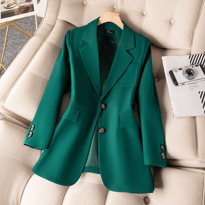 女性用長袖シングルブレストジャケット,フォーマルコート,青, - Women Formal Wear Winter のレビューと価格